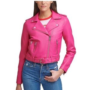 Levi’s Pink Leather Moto Jacket